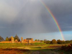 Rainbow over Bradgate House Ruins, Leicester, Leicestershire Wallpaper