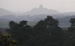 Corfe Castle thro' the mist