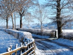 Winter scene of Ribchester in Lancashire Wallpaper