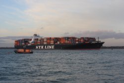 Ocean going Container Ship Nr Calshot. Wallpaper