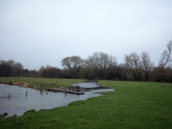 The river Wyley in flood, Great Wishford, Wiltshire Wallpaper