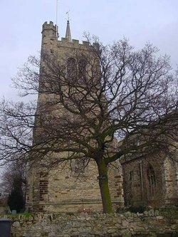 Elstow Church notice the clock/bell tower is not on the top of church but next to it!