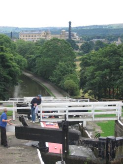 View from top of Bingley Five Rise Locks