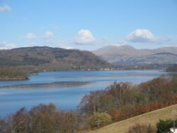 March, a view looking north over Windermere. Wallpaper