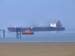 Ship leaving the Humber, Spurn head near Kilnsea