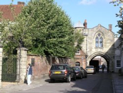 Inside the gates of Cathedral Close, Salisbury, WIltshire