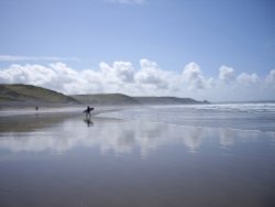 Lone surfer at Newgale, Pembrokeshire