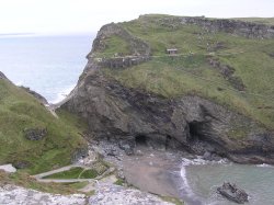 View of Tintagel from the headland opposite Wallpaper