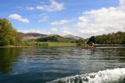 Rowing boat on Derwentwater from the launch Wallpaper