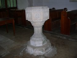 The font in Slaughterford Church