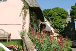 Cottages and St Mary's Church Wallpaper