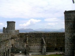 View of Snowdonia Mountain from Harlech Castle Wallpaper