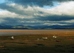 From the Foulney Embankment - gazing across to the distant fells.