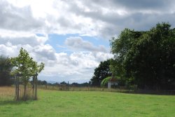 View to the side of the gates at Hanbury Hall