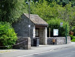 The bus shelter for the Bakewell service Wallpaper