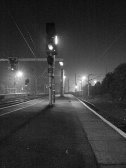 Ipswich Station at night (country end of platform)