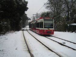 Tram in the Snow. Wallpaper