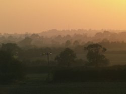 Evening sun on farmland near Steeple Claydon, Bucks