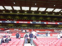 View of the stands in Old Trafford before World Cup Friendly match Wallpaper