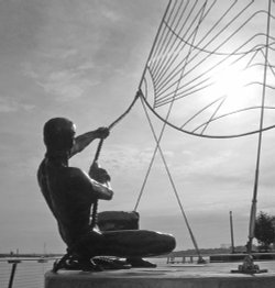 Detail of 'The Mariners' sculpture, St.Mary's Island, Kent