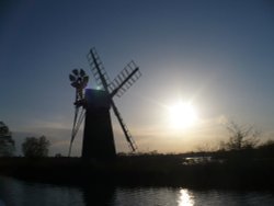 Turf fen wind pump, sunset