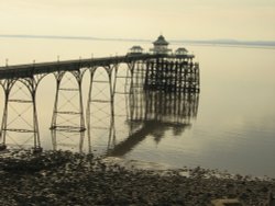 Hazy sunset view of pier