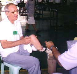 Prachinburi, Thailand, getting fitted for a new leg