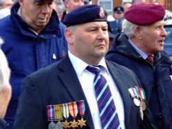A well decorated serviceman at the Cenotaph