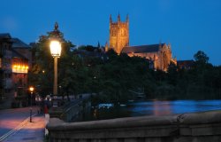 Worcester Cathedral at twilight Wallpaper