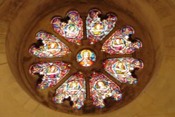 The Temple Church - Stained Glass Rose Window Wallpaper