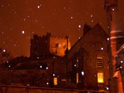 Snowy Castle at night