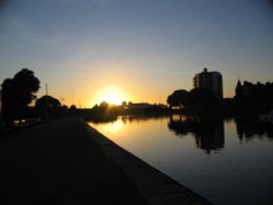 Sun setting over Canoe Lake, Southsea
