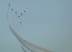 The Red Arrows practicing at Scampton, Lincolnshire.