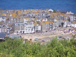 View of St Ives, Cornwall, from the top car park