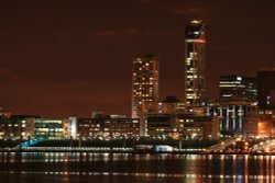 Liverpool sky line from Woodside Teminal Wallpaper