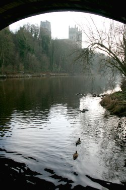 Durham Cathedral and River Wear in January.