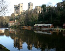 Durham Cathedral and River Wear in January. Wallpaper