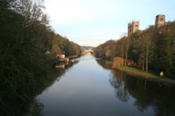River Wear at Durham in  January. Wallpaper