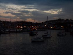Brixham harbour at dusk. Wallpaper