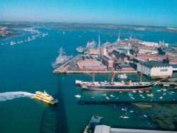View of Portsmouth Harbour and Dockyard from the Spinnaker Tower. Wallpaper