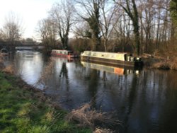 Barges on the Kennet and Avon Canal, early evening in 2007 Wallpaper