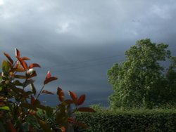 Stormy sky over the village
