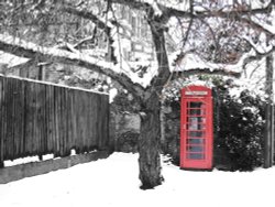 Black and White...and Red Kiosk. Wallpaper