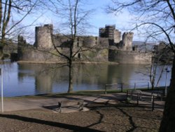 Caerphilly Castle built late 13th century by Gilbert de Clare