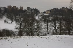 Hardwick Hall in the Snow Wallpaper