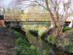 The new footbridge across the River Pinn, Eastcote village
