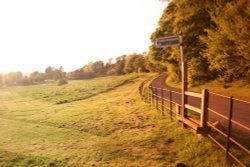 The fence and the fingerpost. Wallpaper