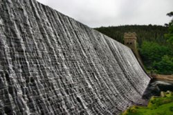 Water overlowing Derwent Dam