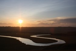 Sunset over the meandering river