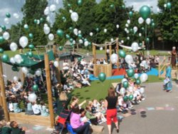 Balloon release, Coteford Infant School playground
